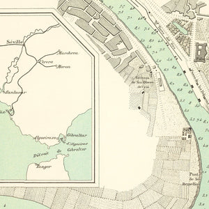 Vintage Map of Seville, Spain 1870