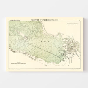 Vintage Map of Saint Petersburg, Russia 1888