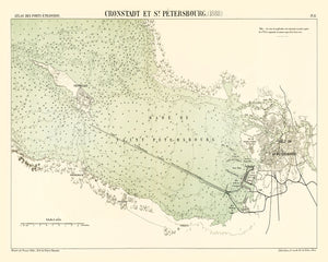 Vintage Map of Saint Petersburg, Russia 1888