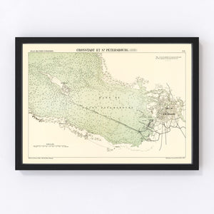 Vintage Map of Saint Petersburg, Russia 1888