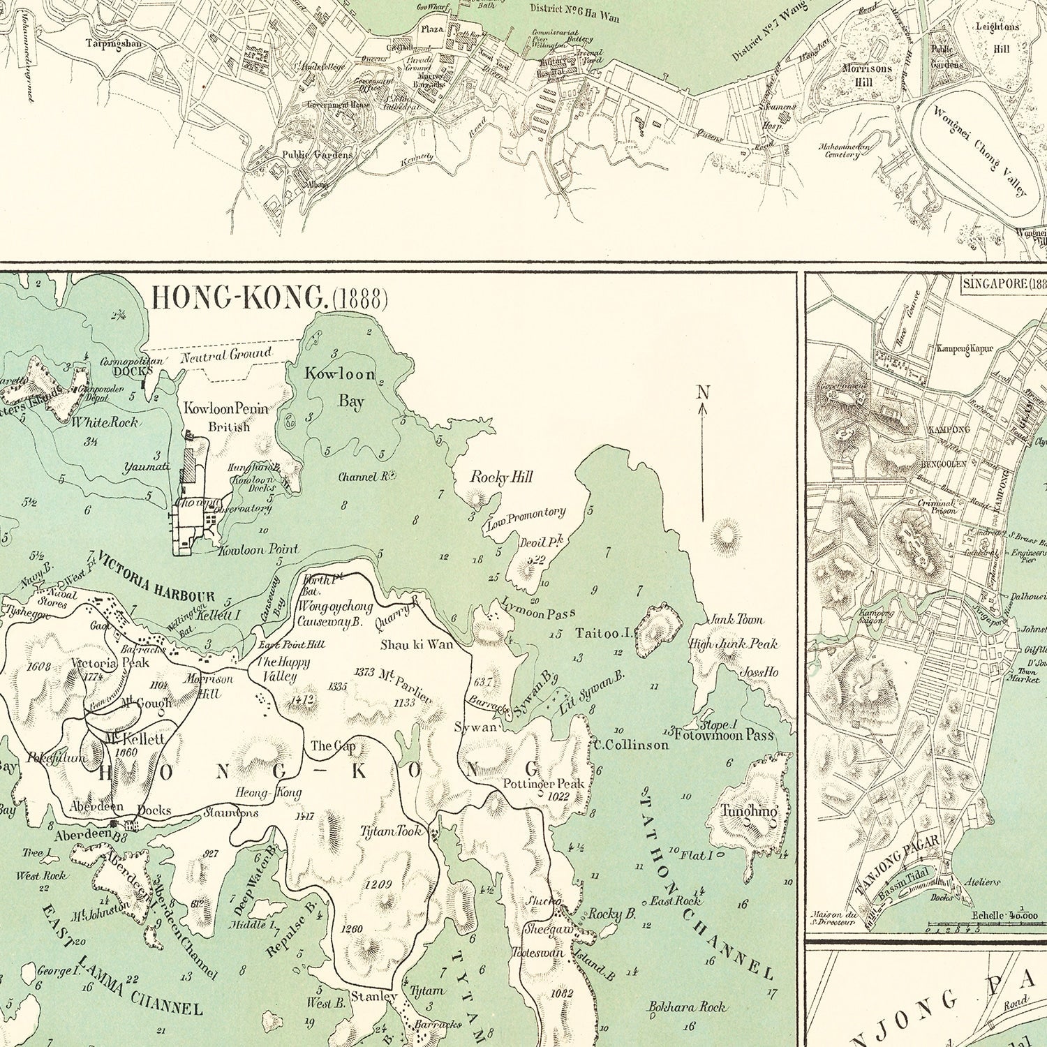 Vintage Map of Victoria, China 1866