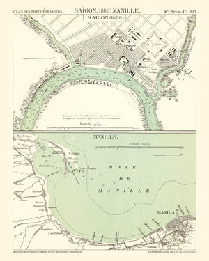 Vintage Map of Ho Chi Minh City, Vietnam 1866
