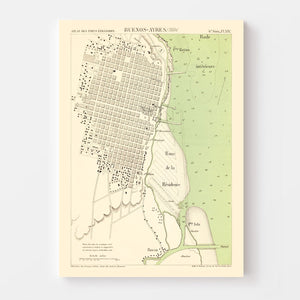 Vintage Map of Buenos Aires, Argentina 1884