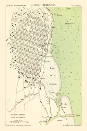 Vintage Map of Buenos Aires, Argentina 1884