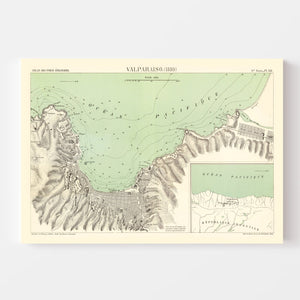 Vintage Map of Valparaíso, Chile 1880