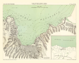 Vintage Map of Valparaíso, Chile 1880