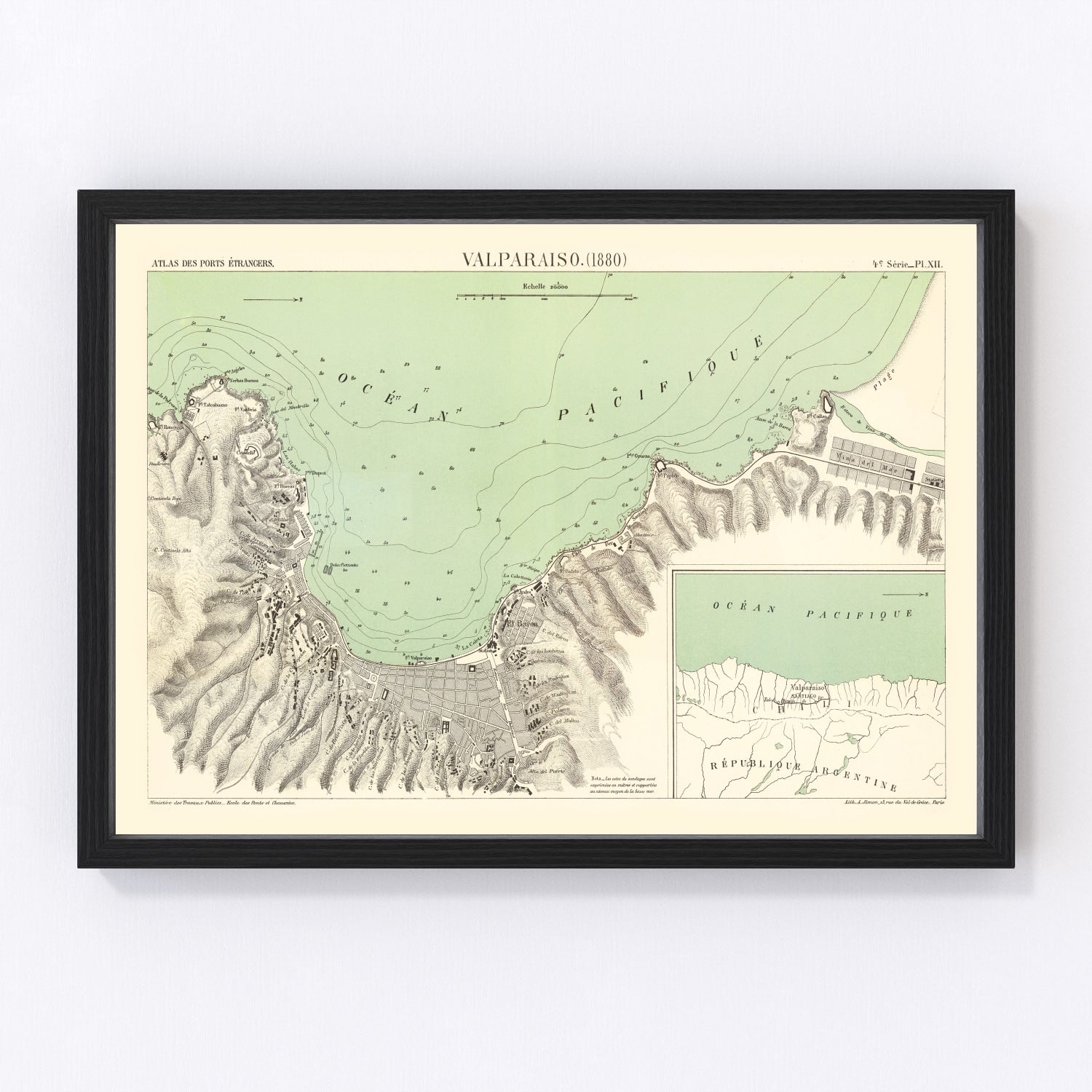 Vintage Map of Valparaíso, Chile 1880