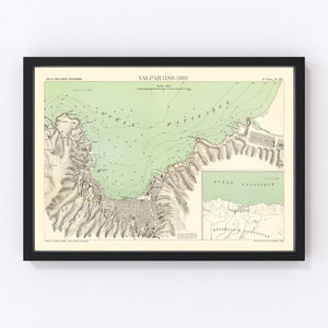 Vintage Map of Valparaíso, Chile 1880