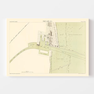 Vintage Map of Port Said Egypt, 1885