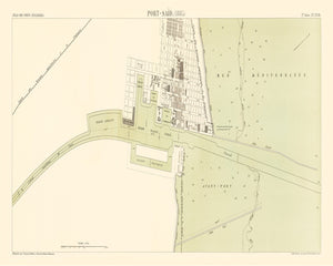 Vintage Map of Port Said Egypt, 1885