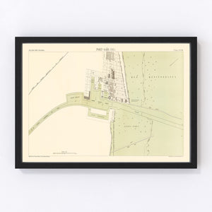 Vintage Map of Port Said Egypt, 1885