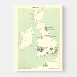 Vintage Map of British Isles, 1886