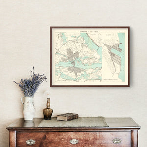 Vintage Map of Stockholm, Sweden 1883