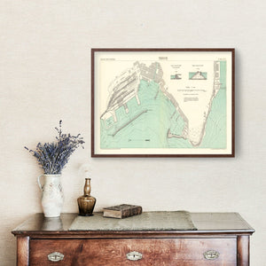 Vintage Map of Trieste, Italy 1883