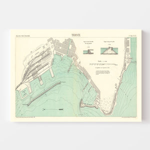 Vintage Map of Trieste, Italy 1883