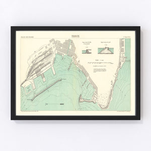Vintage Map of Trieste, Italy 1883
