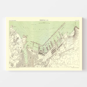 Vintage Map of Marseille, France 1885