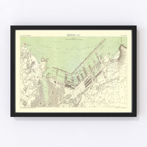 Vintage Map of Marseille, France 1885