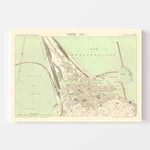 Vintage Map of Sète, France 1886