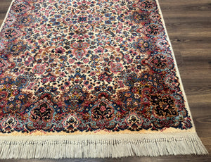 Karastan Ivory Kirman Rug 4x6, Floral Kirman #759, Wool Pile, Vintage, Original 700 Series
