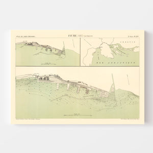 Vintage Map of Rijeka, Austria 1883