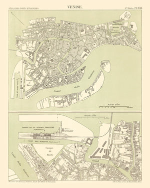 Vintage Map of Venice, Italy 1887