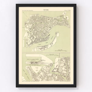 Vintage Map of Venice, Italy 1887