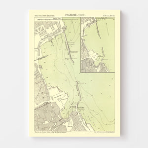 Vintage Map of Palermo, Italy 1882