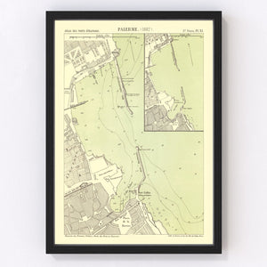 Vintage Map of Palermo, Italy 1882