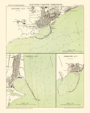 Vintage Map of Alicante, Spain 1878