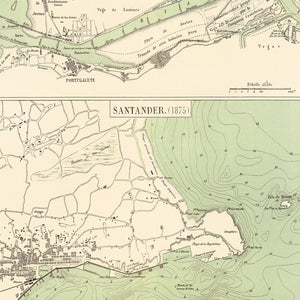 Vintage Map of Bilbao, Spain 1878