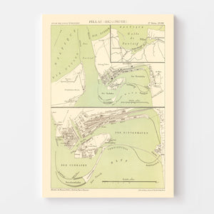 Vintage Map of Baltiysk, Prussia 1882