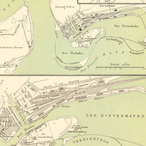 Vintage Map of Baltiysk, Prussia 1882