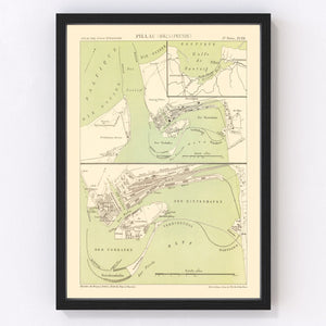 Vintage Map of Baltiysk, Prussia 1882
