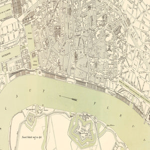 Vintage Map of Antwerp, Belgium 1886
