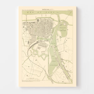 Vintage Map of Ostend, Belgium 1878
