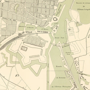 Vintage Map of Ostend, Belgium 1878