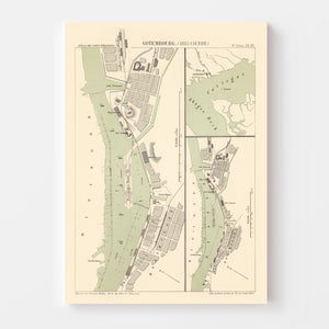 Vintage Map of Gothenburg, Sweden 1885