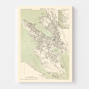 Vintage Map of Bergen, Norway 1885