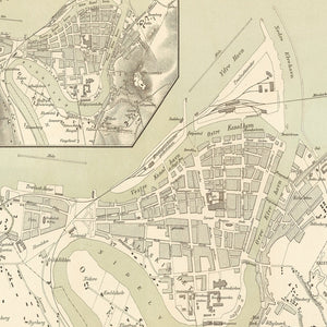 Vintage Map of Trondheim, Norway 1885