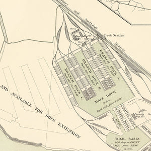 Vintage Map of Tilbury, England 1885