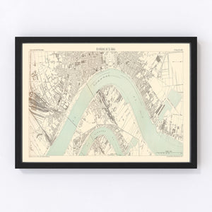 Vintage Map of Bordeaux, France 1886