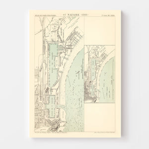 Vintage Map of Saint Nazaire, France 1886