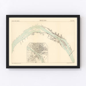 Vintage Map of Rouen, France 1886