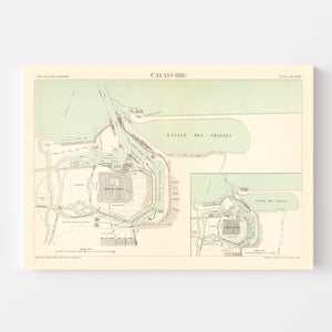 Vintage Map of Calais, France 1886