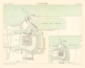 Vintage Map of Calais, France 1886