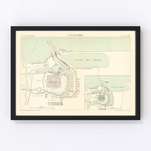 Vintage Map of Calais, France 1886
