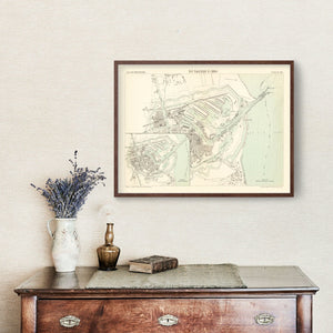 Vintage Map of Dunkerque, France 1886
