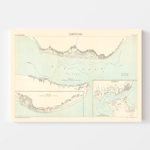 Vintage Map of Lisbon, Portugal 1884