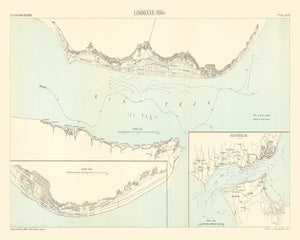 Vintage Map of Lisbon, Portugal 1884